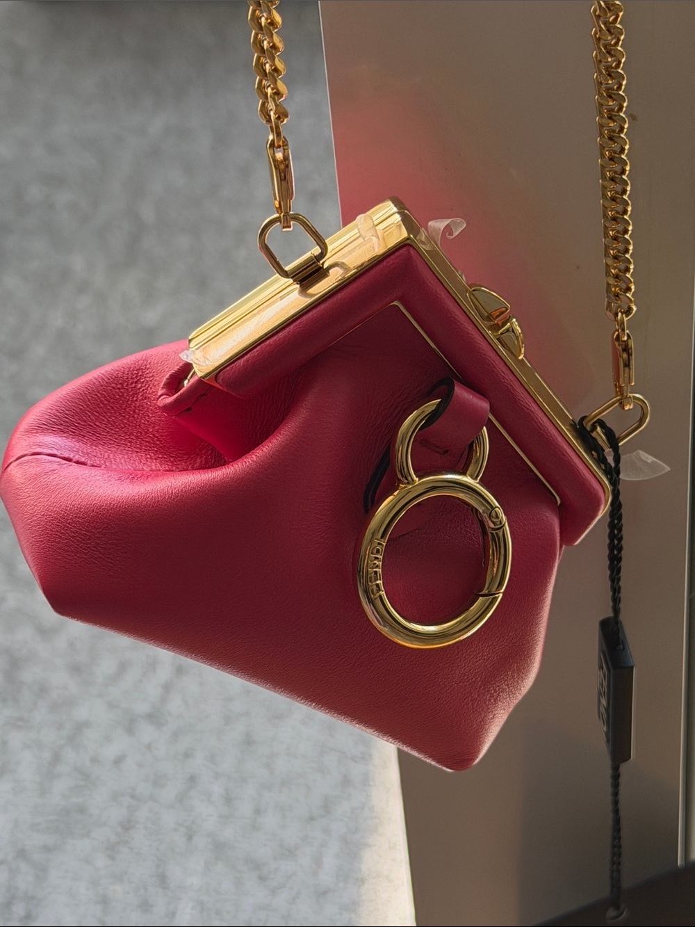 Fendi Nano Charm BagMini Baguette Bag with Gold Hardware NWT